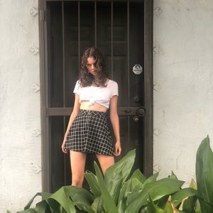Black and white checkered skirt